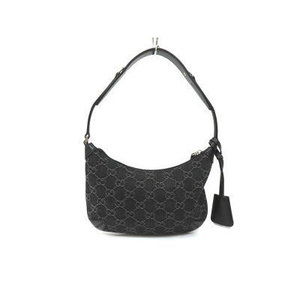 Gucci GG Denim Black Horsebit Shoulder Bag